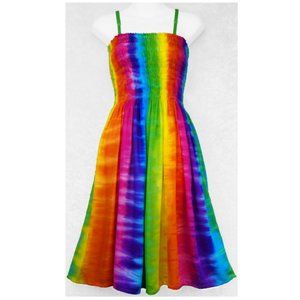 Rainbow Tie-Dye Striped Sundress